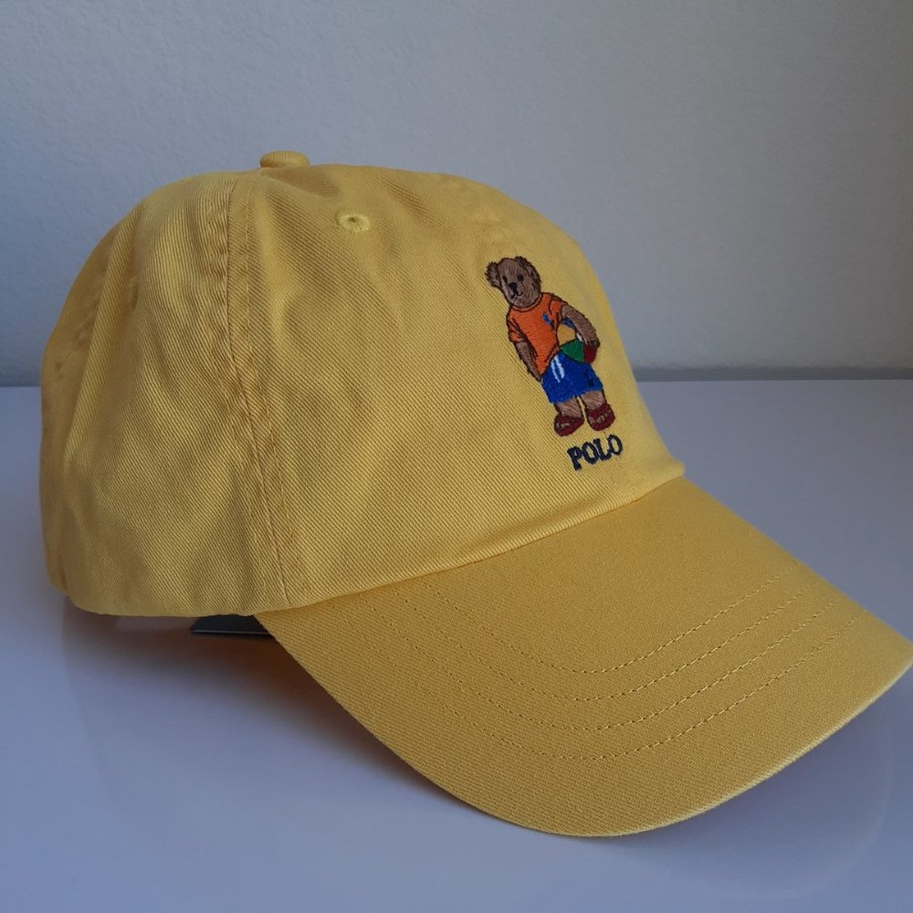 Polo Ralph Lauren Beach Bear Yellow Baseball Cap Hat Adjustable NEW With Tags - Picture 2 of 11